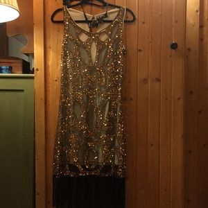 Flapper Dress Dazzled in Gold Sequins